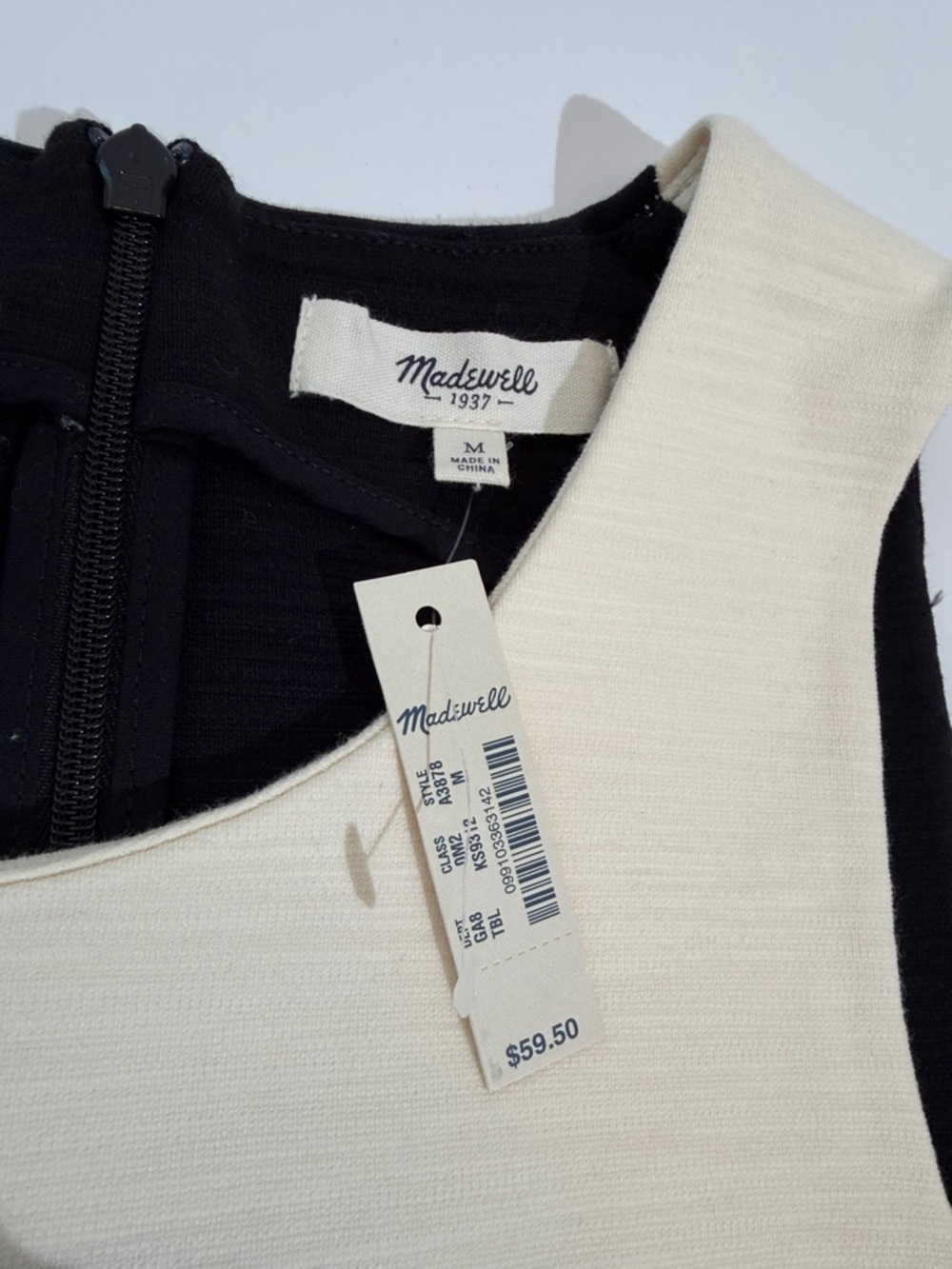 NWT Madewell Top Size M Black And Cream Color Block - Picture 3 of 7